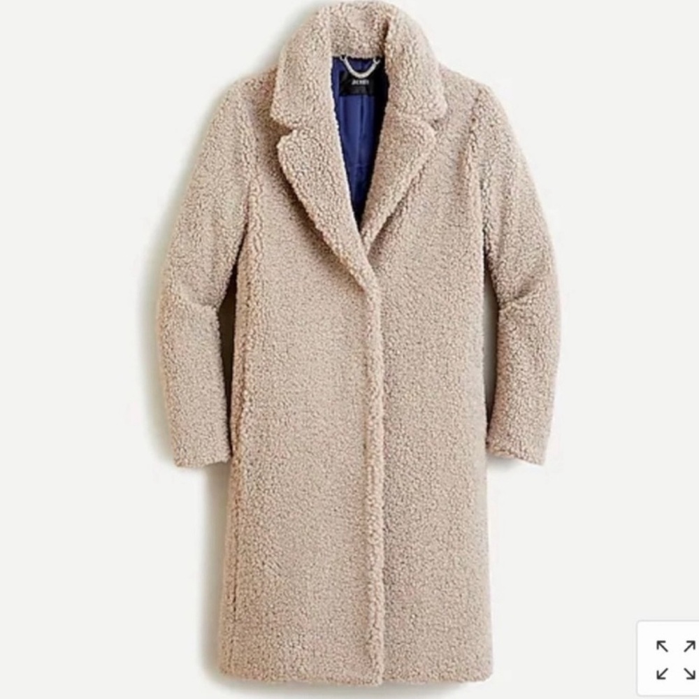 J Crew Teddy Sherpa Topcoat in Nantucket Fog